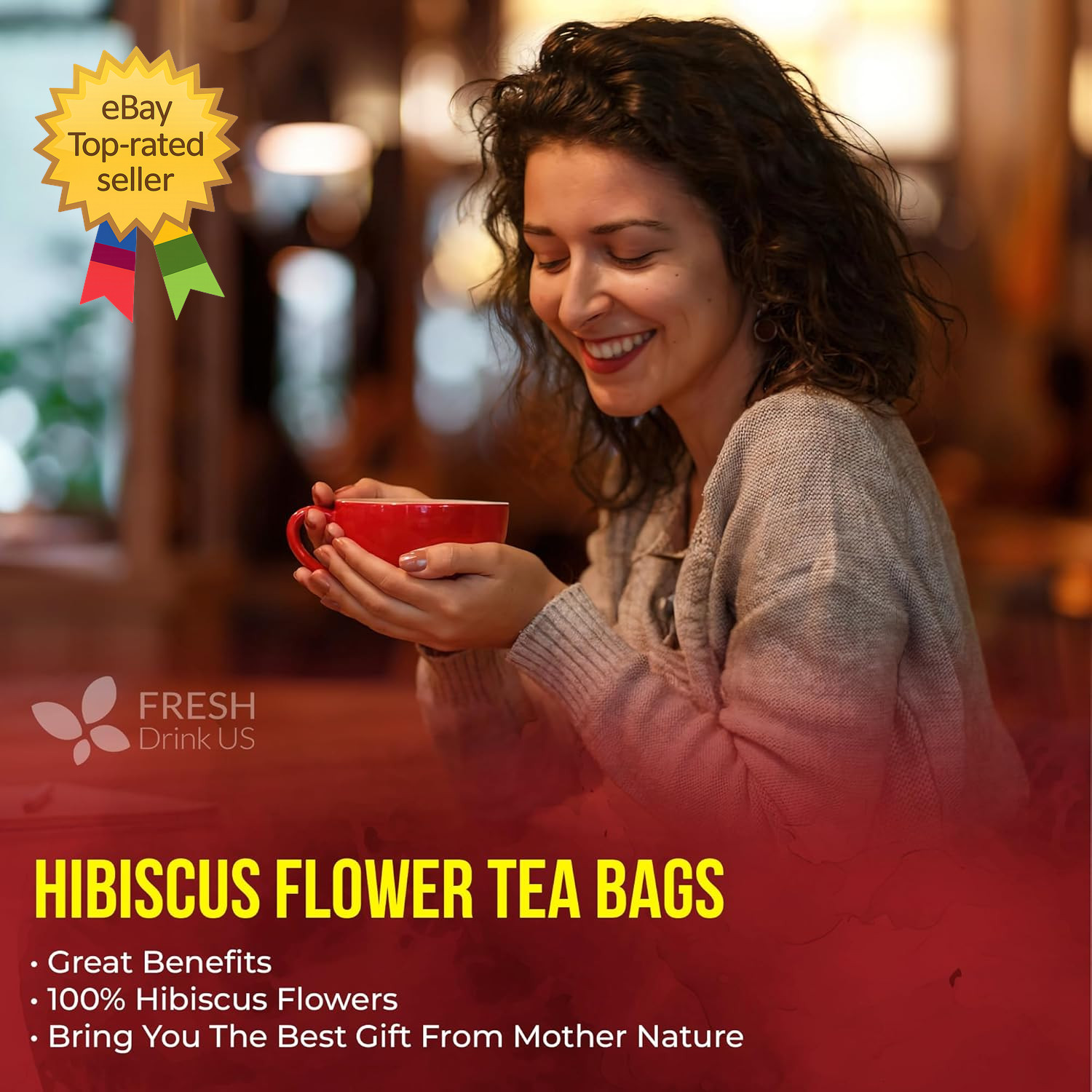 140 Hibiscus Flower Tea Bags Natural Herbal Loose Flower Tea Caffeine Free Vegan