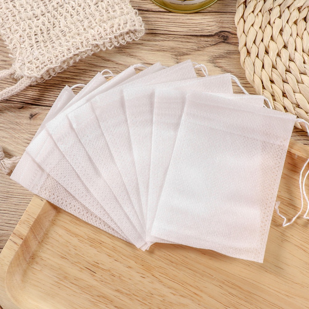 100 Pcs Non Woven Drawstring Tea Bags Empty Filter Bags for Loose Leaf Tea