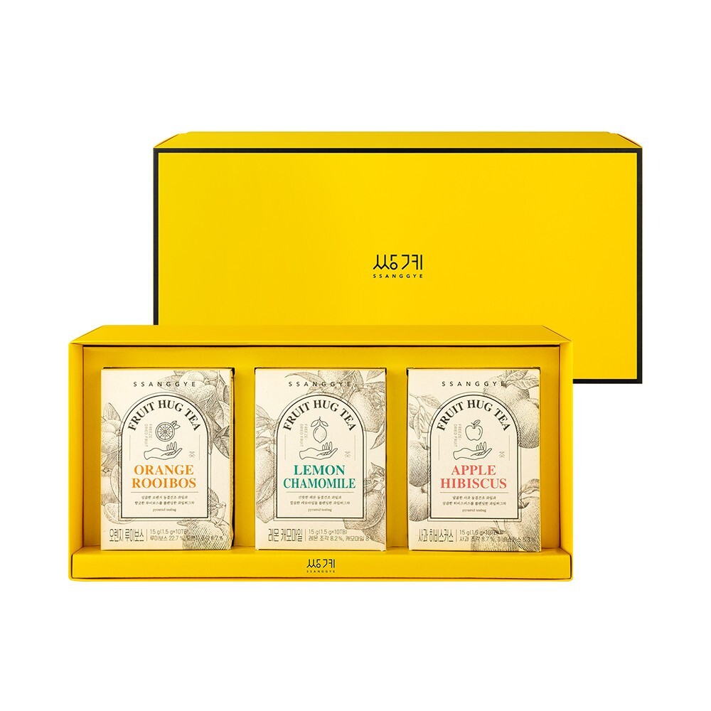 Ssanggye Tea Gift Set / dried Fruit Hug 30 Tea Bags, Apple /Lemon /Orange
