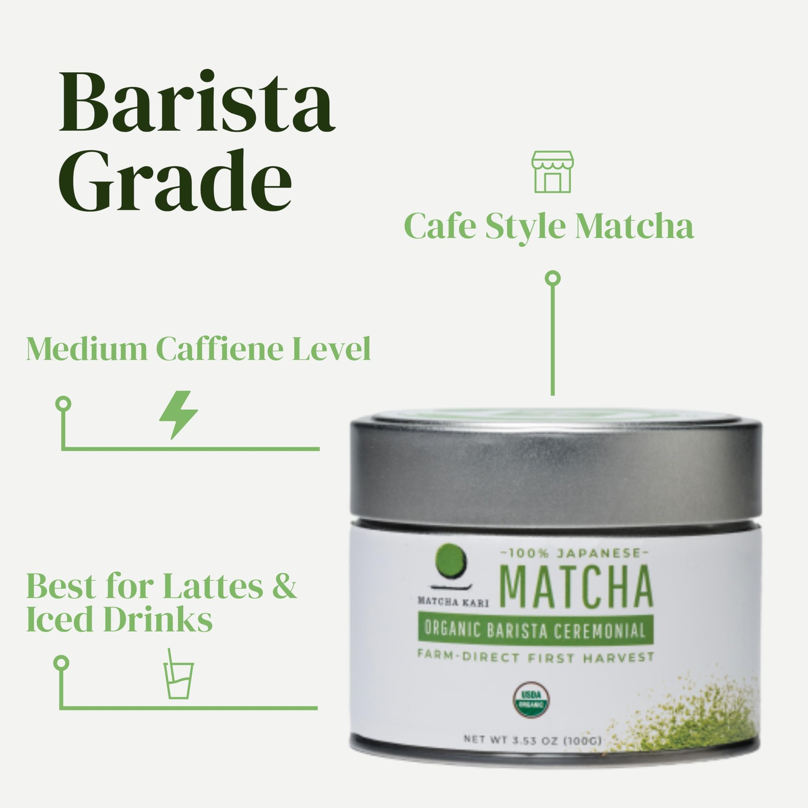 Dr. Weil Matcha Kari Organic Powder – Barista Grade – 30 Grams, Green
