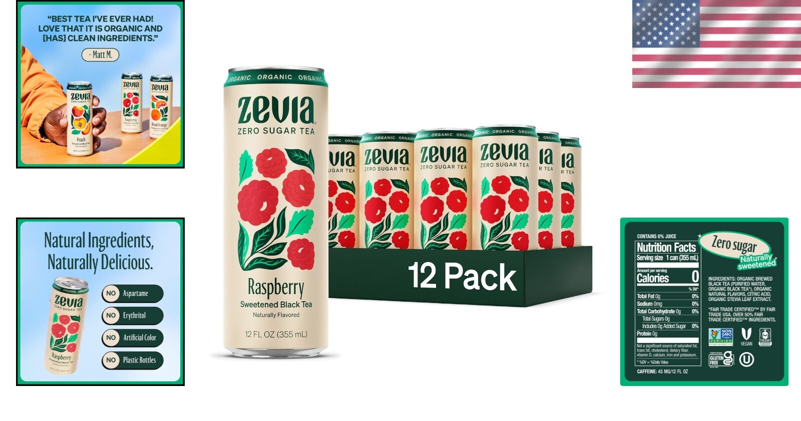 12-Pack of Delicious Zero Calorie Raspberry Black Tea – & Gluten-Free