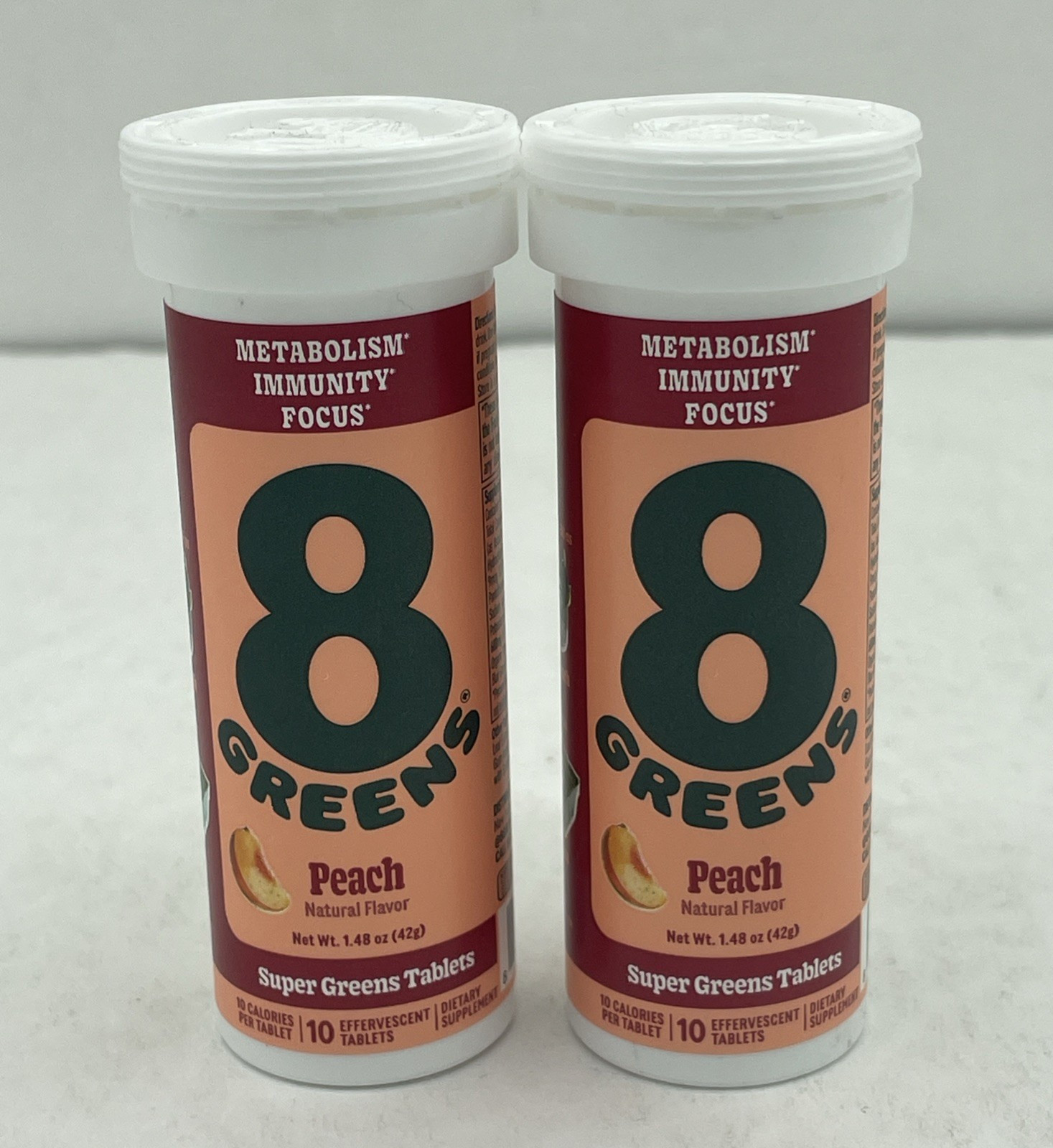 2 Peach Tea Effervescent 10 Tabs by 8greens Exp 9/2026