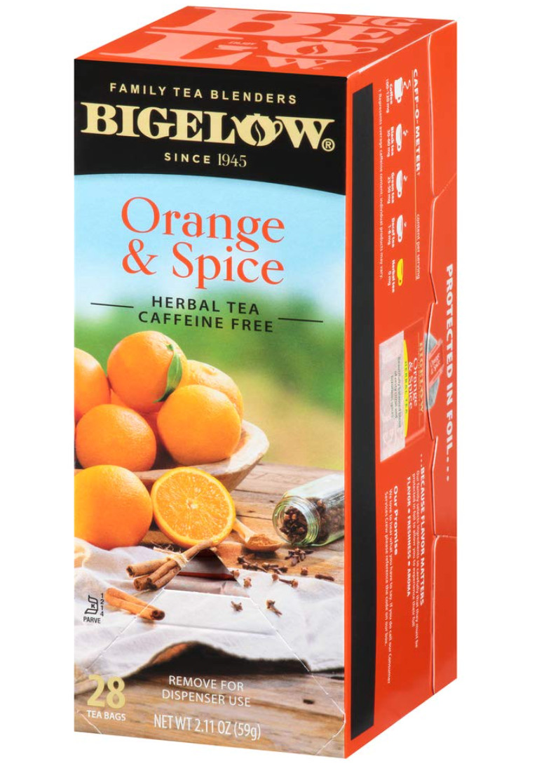 Bigelow Orange & Spice Herbal Tea 28-Count Box (Pack of 1) Caffeine-Free Soothin