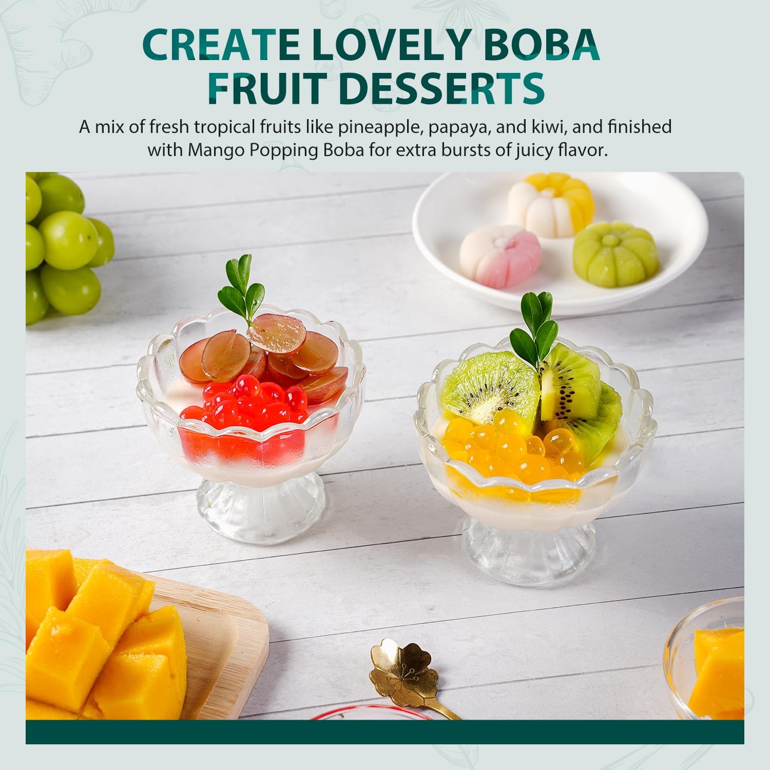 2X Mango Popping Pearls for Boba Tea Sweets Ice Cream – 7 Lbs