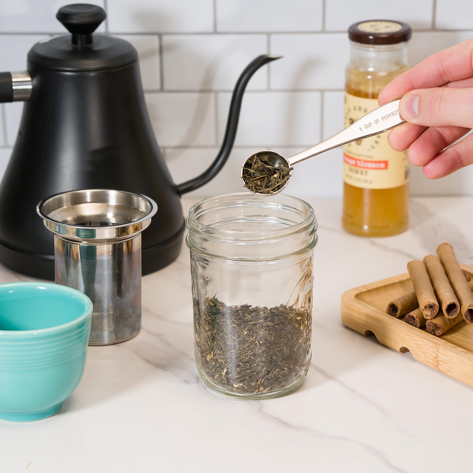 Loose Leaf Tea Spoon Measure | One Cup of Perfect | 5x 1x 1, Silver