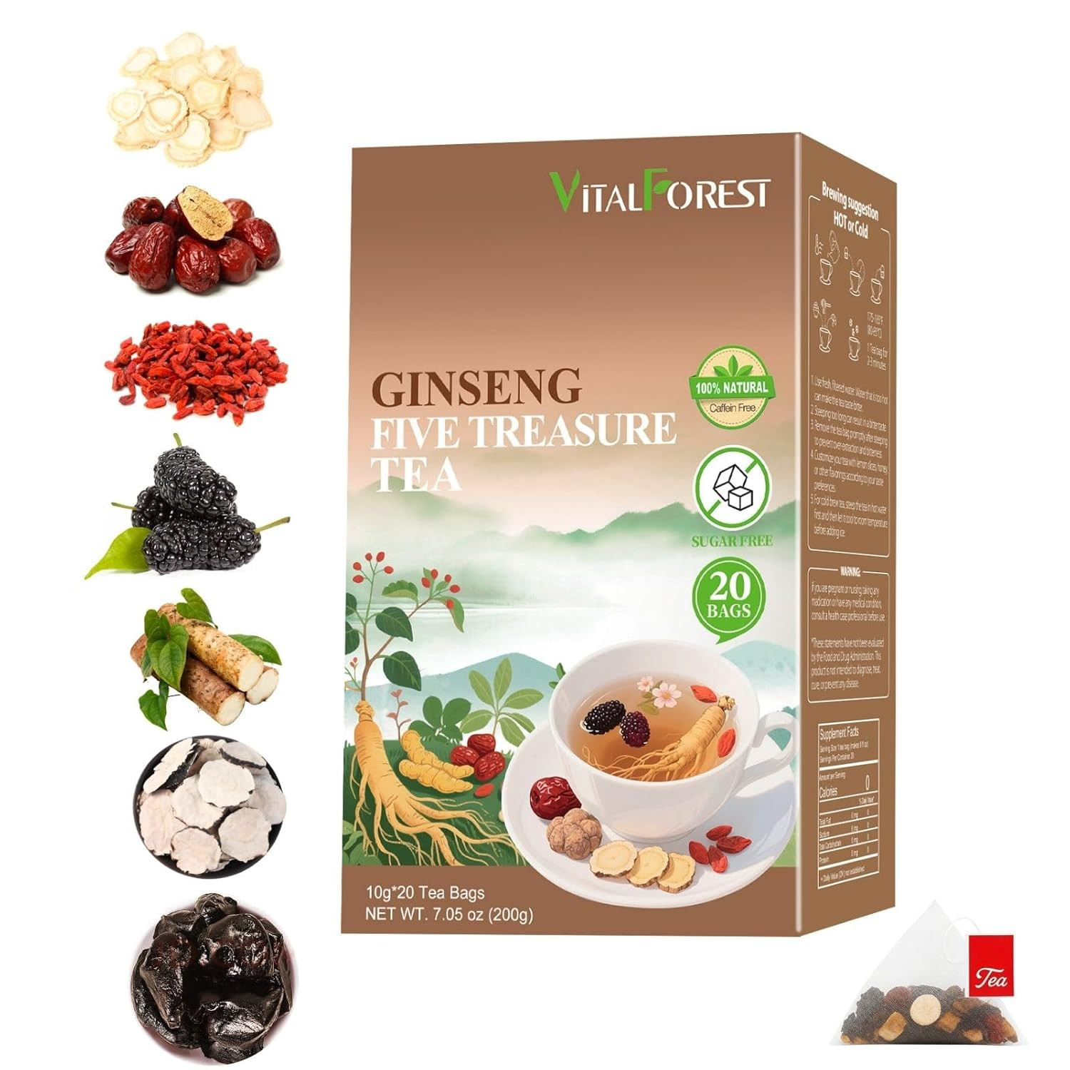 Kidney Tea Formula Ginseng Six Treasure Tea – 10G X 20 Bags Ginseng & Mulberry H
