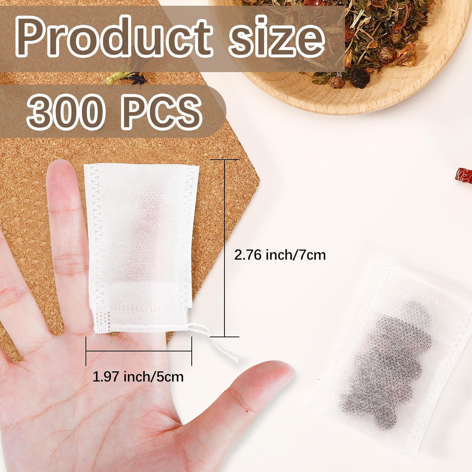 Bolsas de te vacias con cordon para te suelto de 2×3 pulgadas juego de 300 pcs