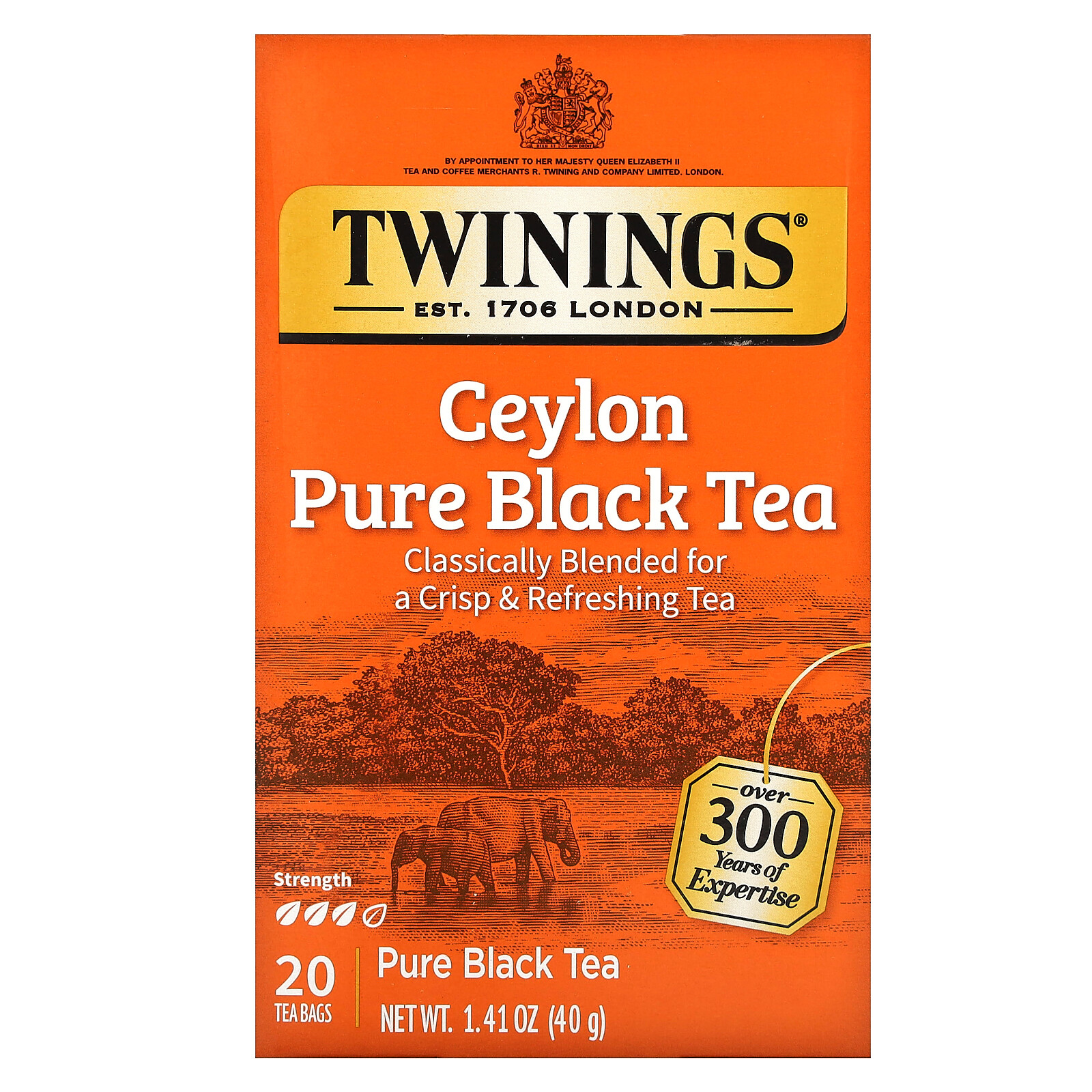 Twinings, Origins, Ceylon Orange Pekoe Tea, 20 Tea Bags, 1.41 oz (40 g), Kosher