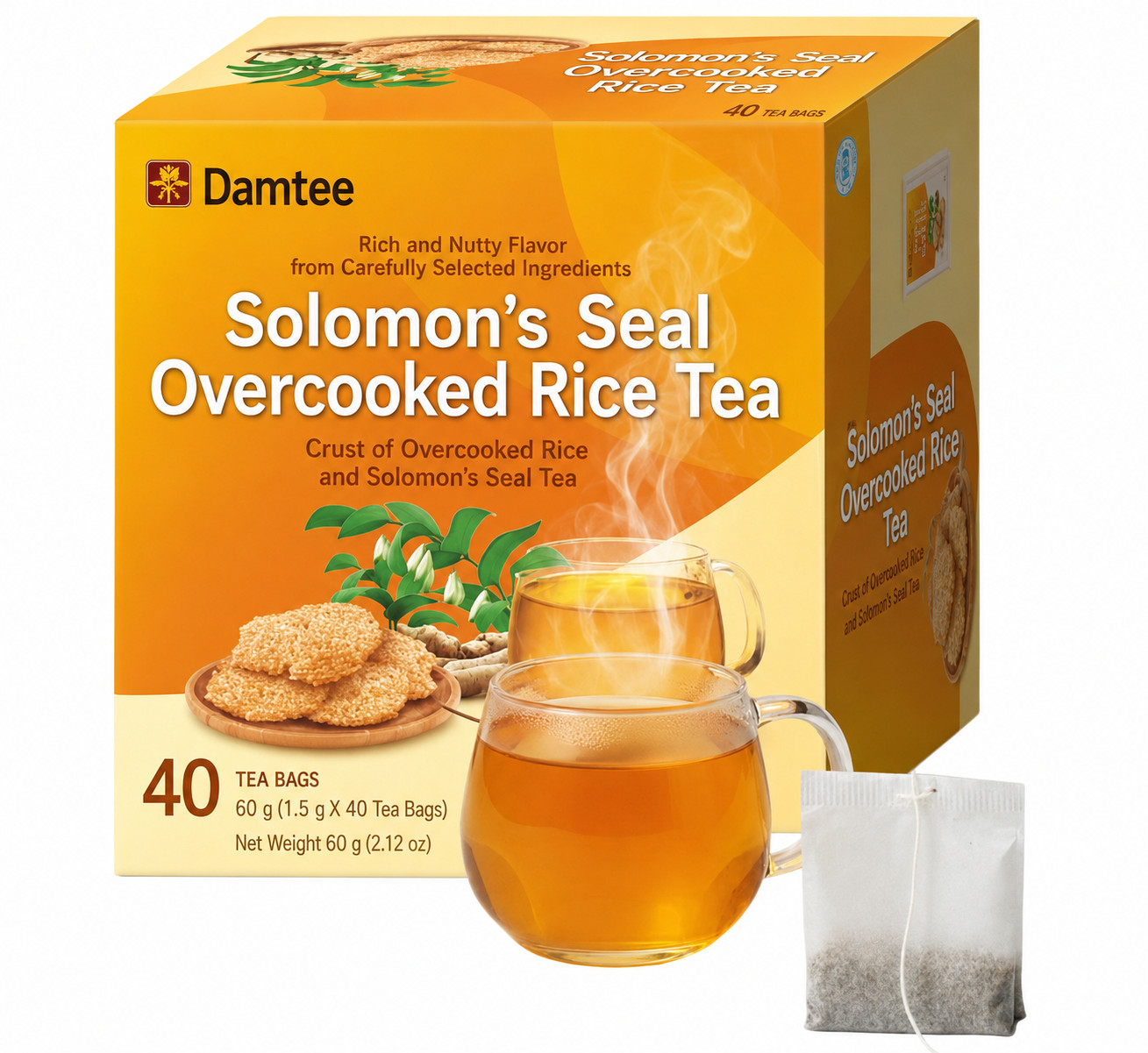 Korean Roasted Rice Tea with Solomon’s Seal – Caffeine‑Free Tea Bags, 1.5 g × 40