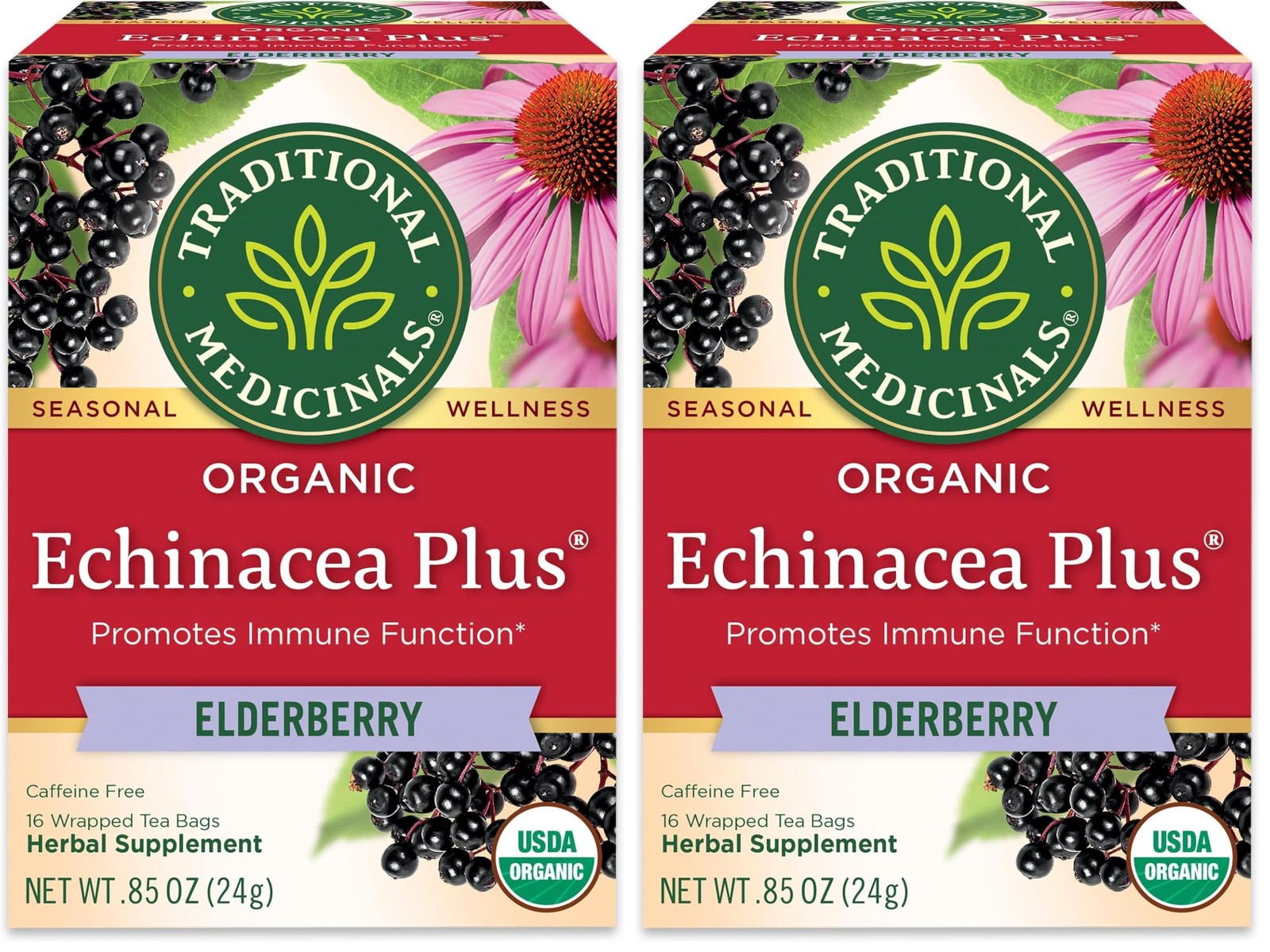 Traditional Medicinals Tea, Organic Echinacea Plus 16 Count (Pack of 2)