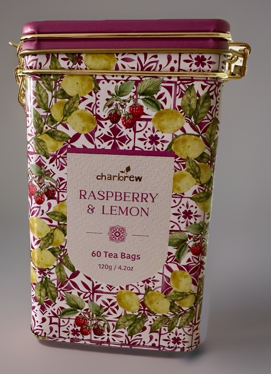 Charbrew English Tea Raspberry & Lemon Tea 60 Bags Swing Top Lid Afternoon Cuppa
