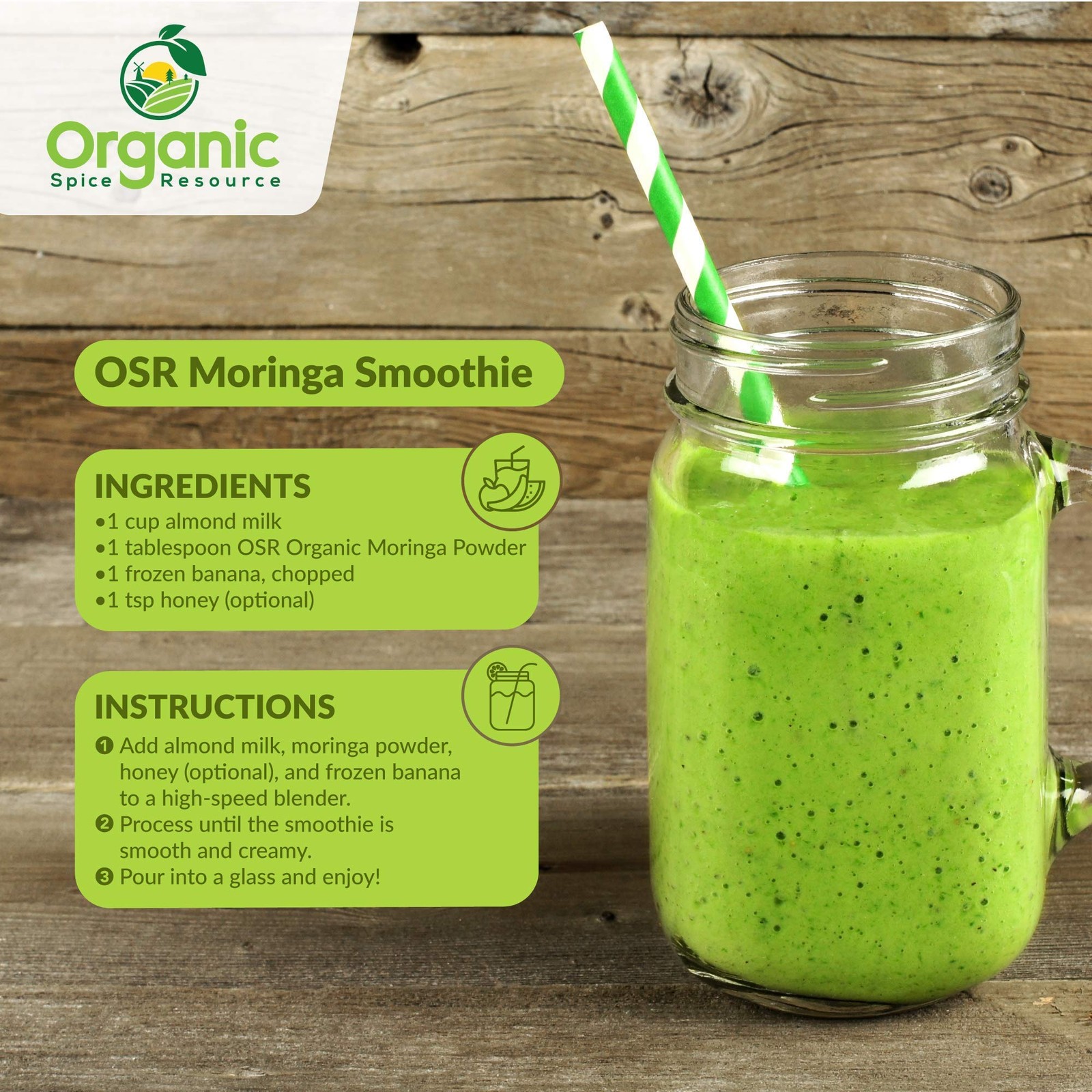USDA Organic Moringa Powder 1.10 lbs – Non-GMO, Kosher, Halal, 100% Raw Natural