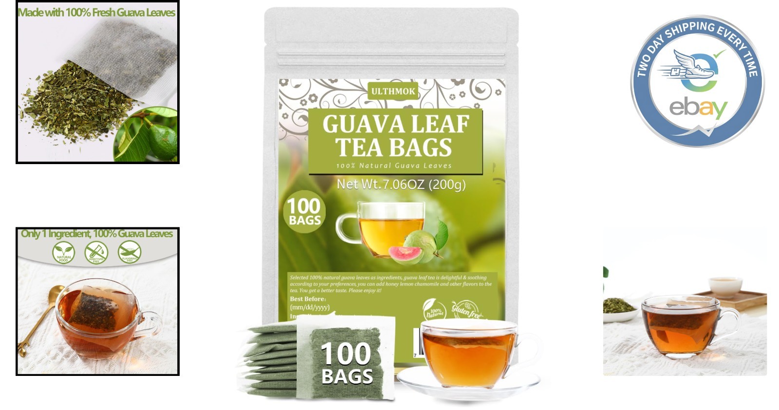 Nourishing Guava Leaf Tea Bags – 100% Natural & Antioxidant-Rich (100 Count)