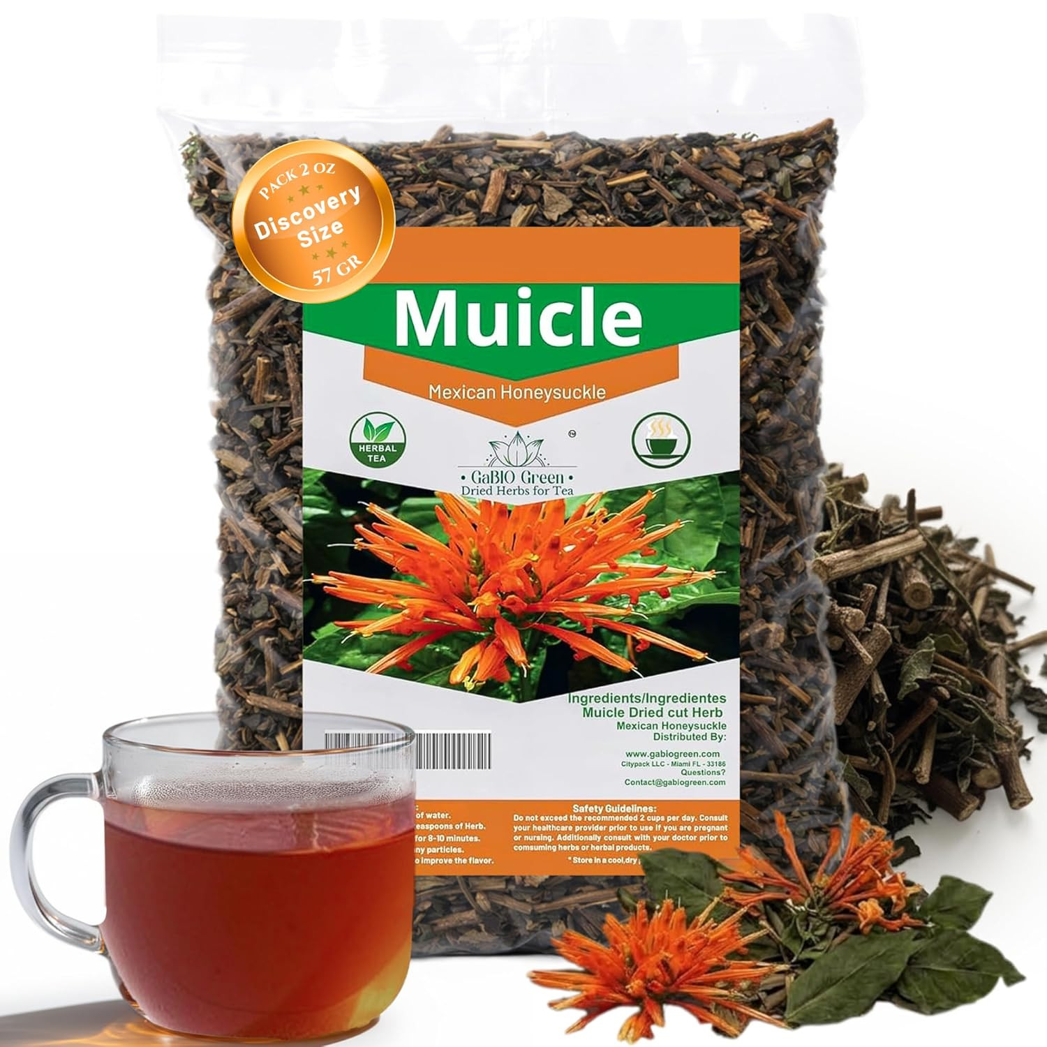 Muicle Mexican Honeysuckle Hierba Tea 2 Oz 100 % Natural ,Gabio Green Herbs (2 O