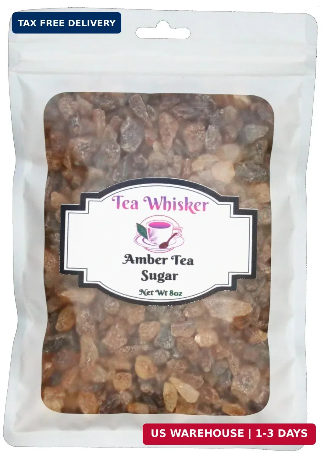 Tea Whisker 100% All Natural Belgian Amber Crystal Rock Beet Sugar 8oz Bag great