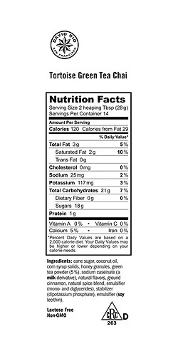David Rio Tortoise Green Tea Chai, Bulk, 4lb. Bag, New.