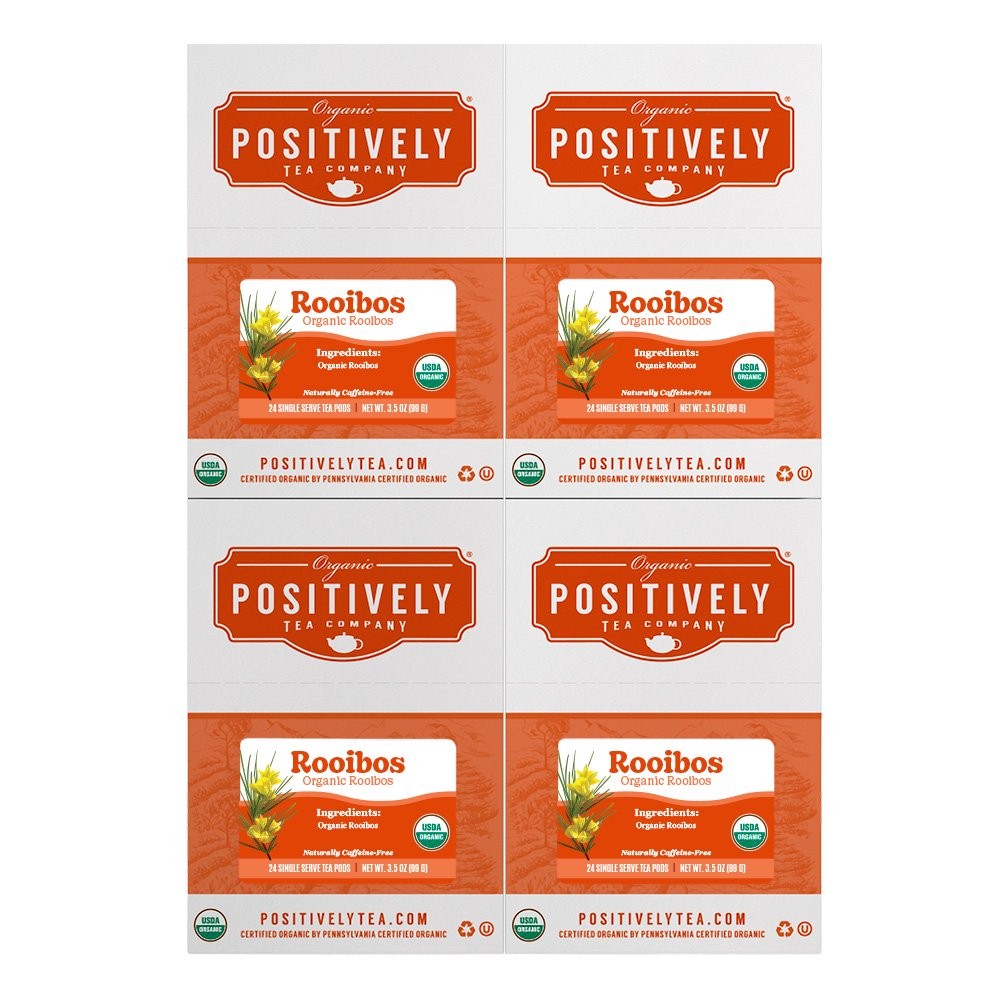 Positively Tea | Organic Red Rooibos Tea | 96 Pods, Keurig Compatible