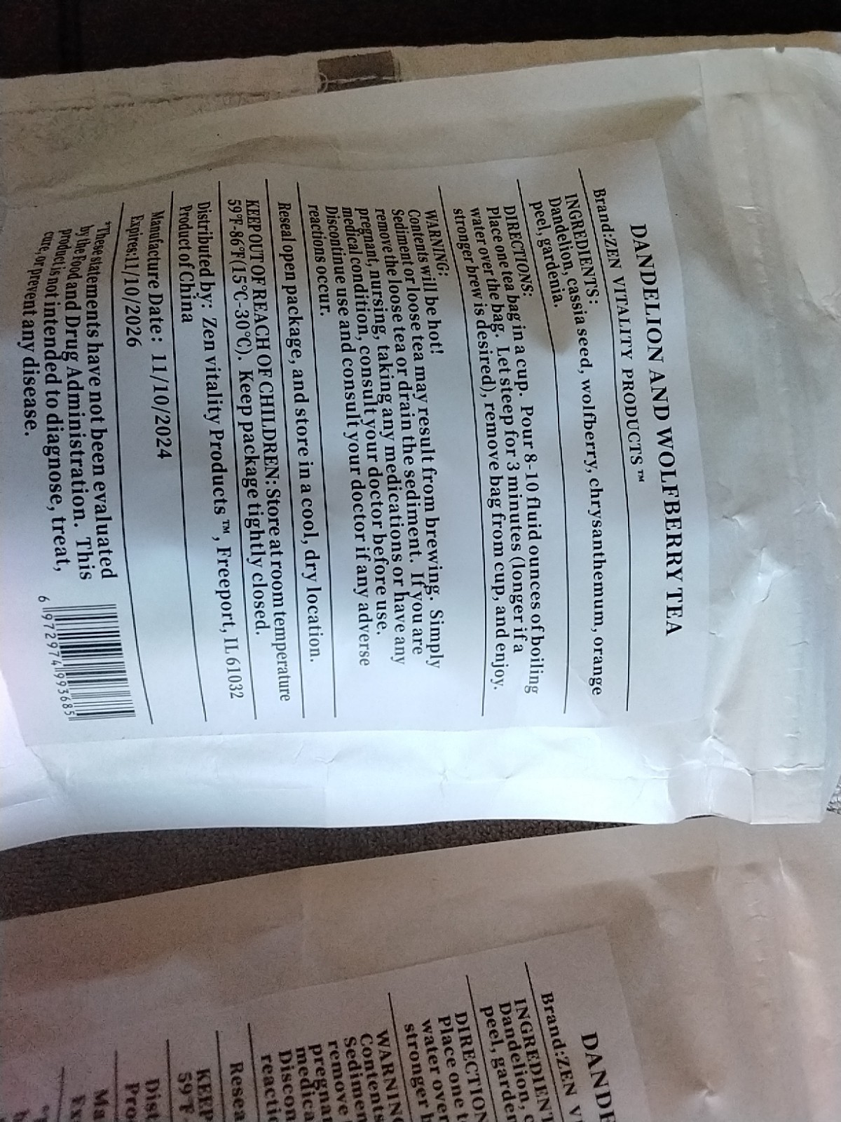 Dandelion & Wolfberry Tea -Kidneys,Liver Herbal Tea Mix Blend for Detox 3 Bags