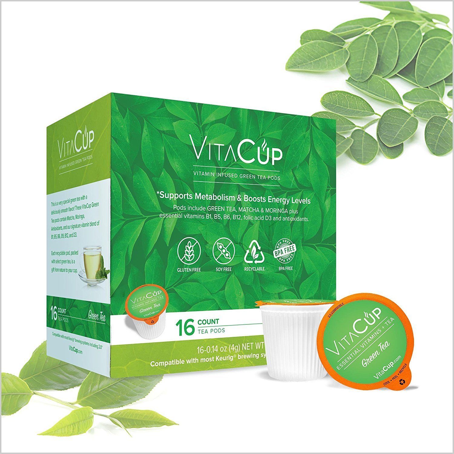 VitaCup Green Tea w/ Vitamins 16 to 96 Keurig K cup Pick Any Size FREE SHIPPING
