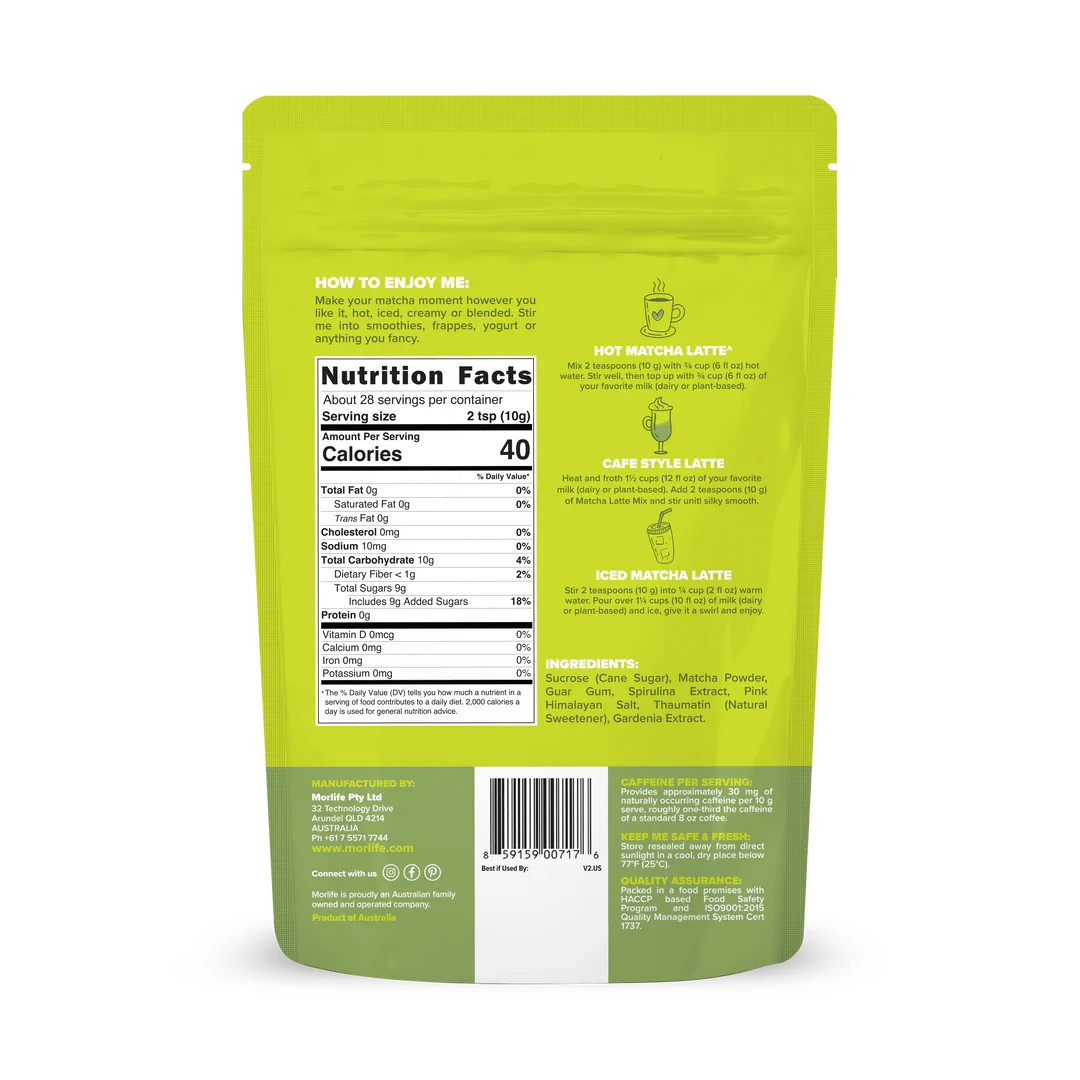 NIB Morlife Matcha Latte Original, 10 oz (284 g) Exp. 10/25/2027
