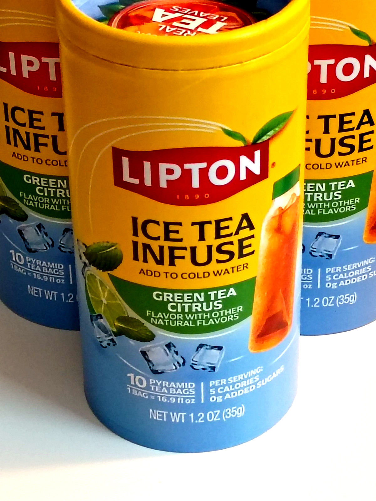 3 Lipton ICE TEA INFUSE Green Tea CITRUS 10 pyramid tea bag per can