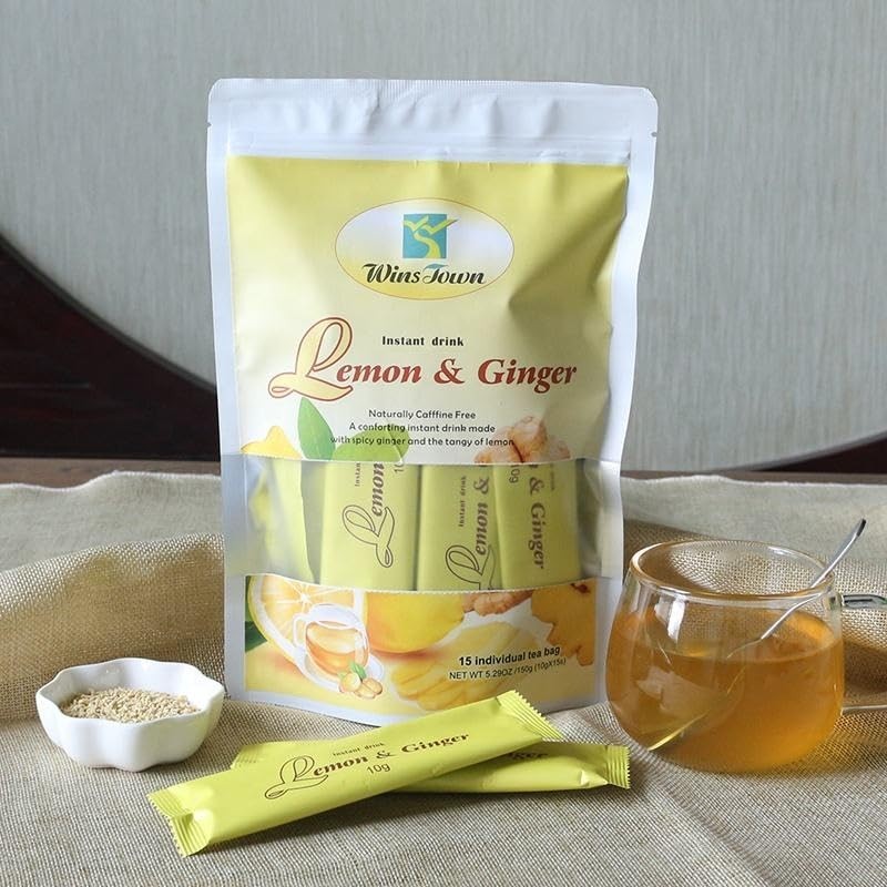 Lemon Ginger Herbal Tea, Honey Flavor Caffeine-Free Natural Inflammation Support