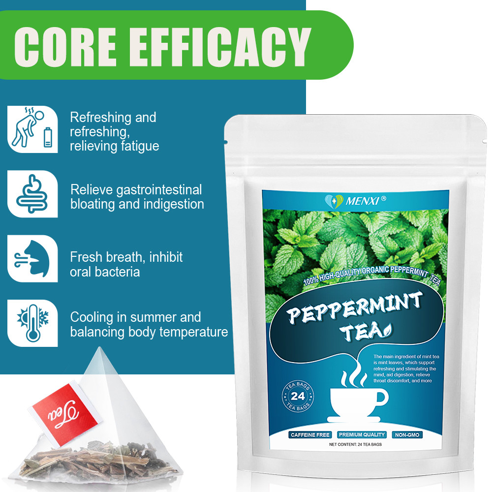 Pure Peppermint Natural Herbal Tea Individually Wrapped Bags, 48 Bags US