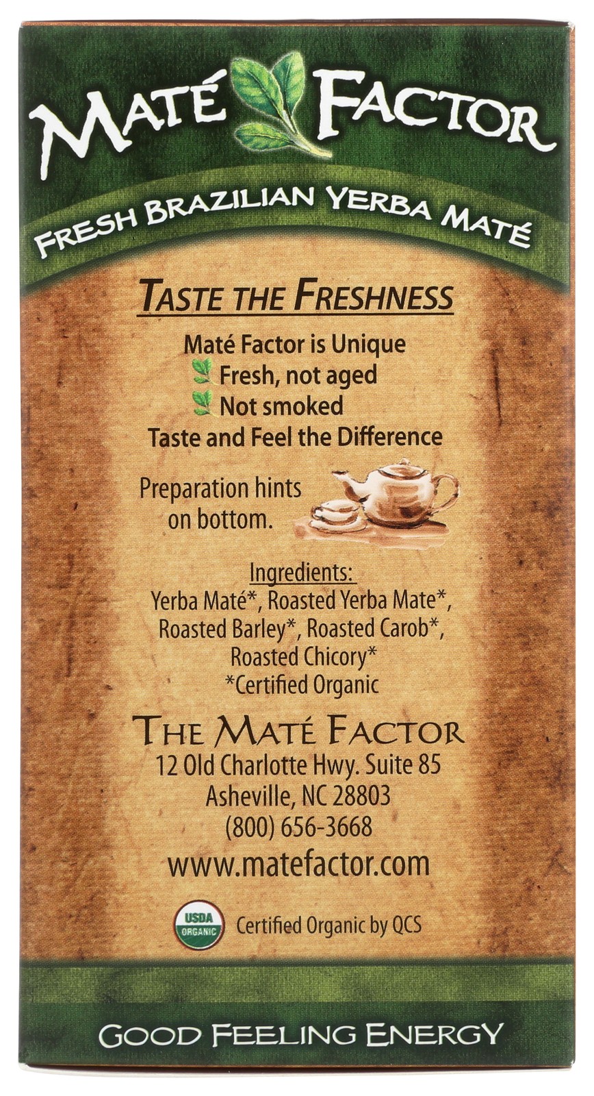 Mate Factor Dark Roast Organic Yerba Tea Bags 20 Count Bag 3 Pack