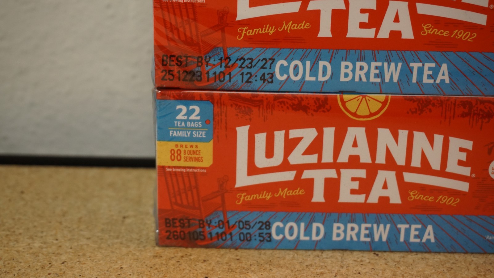 4x Luzianne Unsweetened Cold Brew Black Iced Tea Bags Family Size 22ct Box