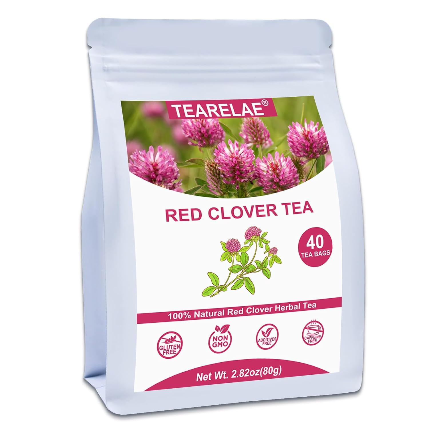 – Red Clover Tea Bags, 40 Count – Premium Natural Red Clover Herb – Caffeine-…
