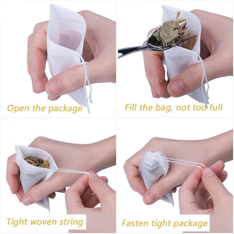 Non-woven Tea Filter Herb Loose Paper Empty Teabags Disposable Bag String LOT