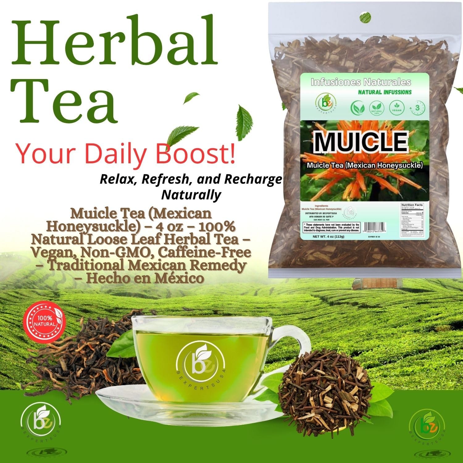 Mexican Honeysuckle Herbal Tea – 4 oz – 100 Natural, Vegan, Non-GMO