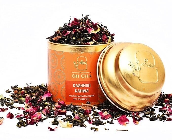OH CHA Kashmiri Kahwa Detox Desi Kahwa Green Tea, 35Gms Blended With Saffron.