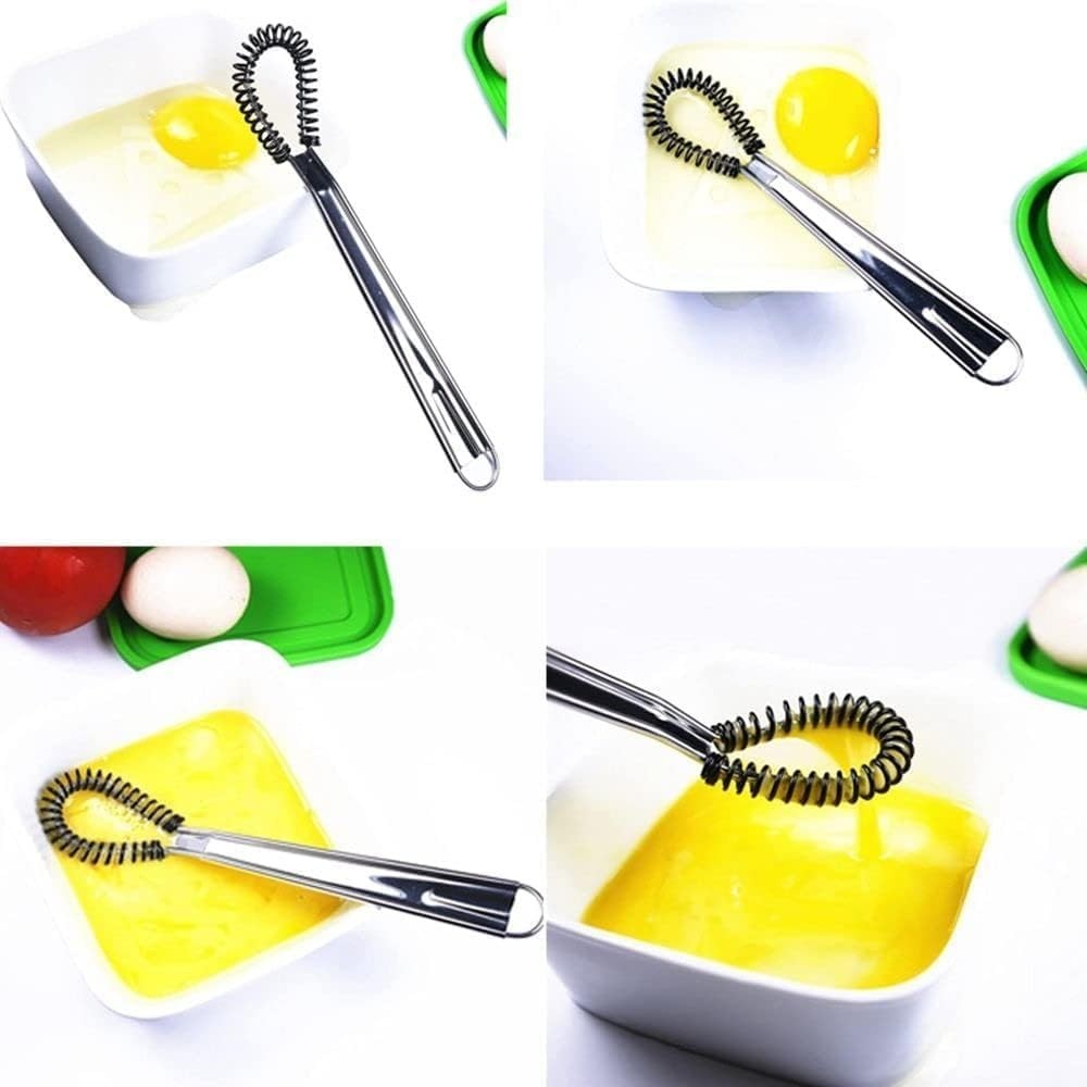 Silver Stainless Egg Beater Steel Mini Spring Coil Whisk Handheld 1,