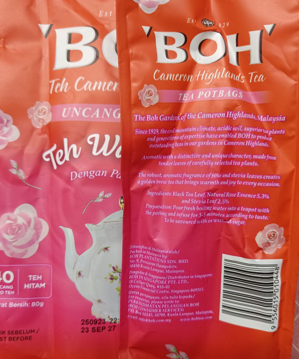 BOH Cameron Highlands Rose-Scented Tea with Stevia Leaves 120g( 40 sachets ) NEW