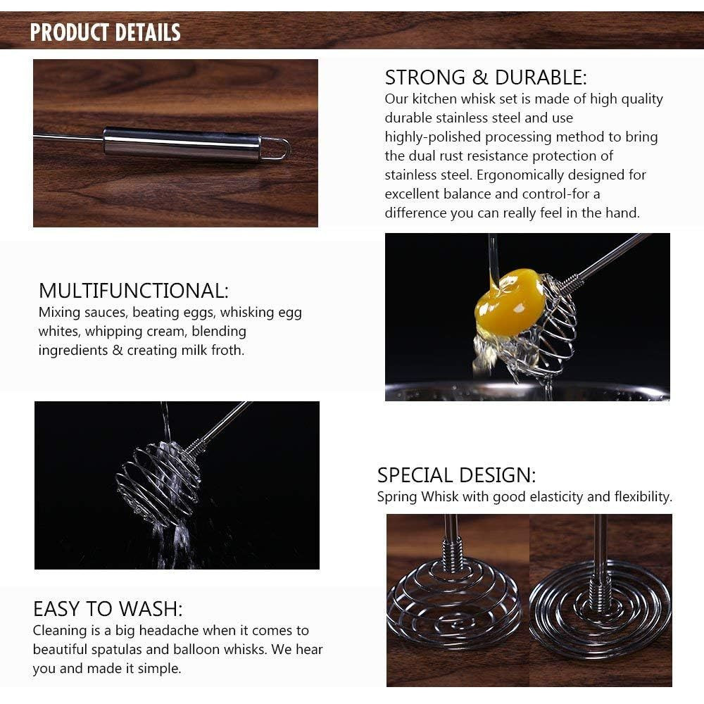 TAFOND Whisk, Stainless Steel Spring Balloon Silver