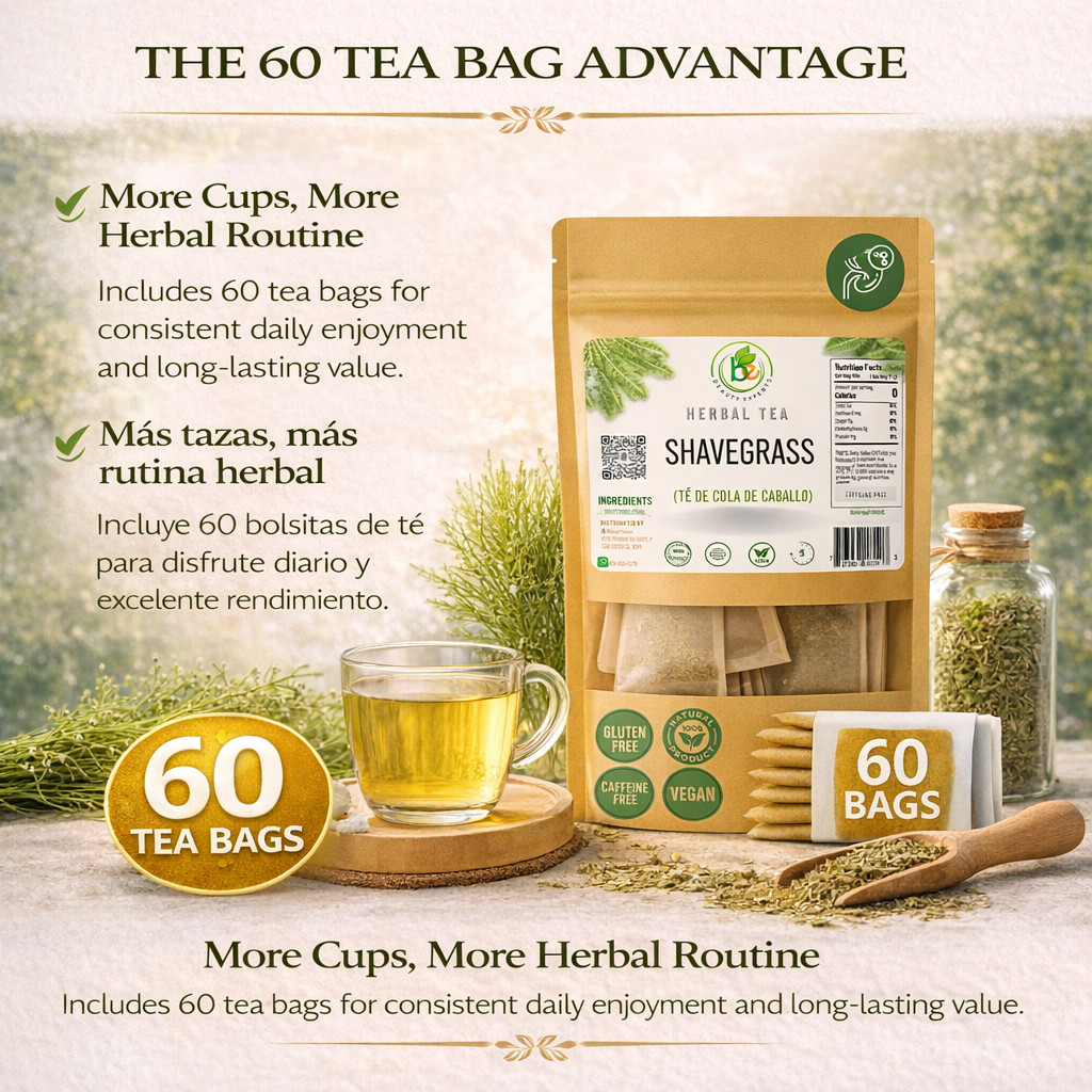 Cola de Caballo Té (Shavegrass/Horsetail Tea) – 60 Tea Bags – 100% Natural, Vega