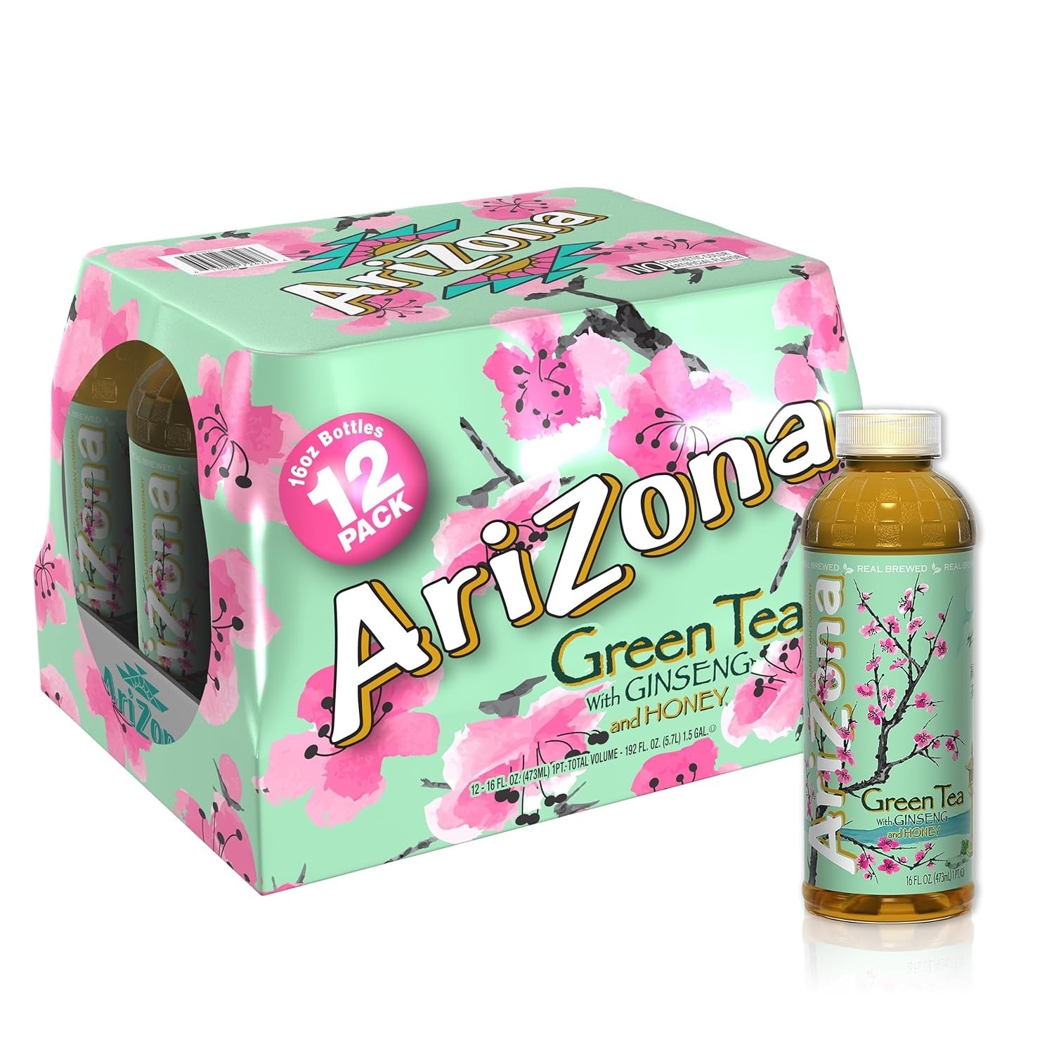 Green Tea with Ginseng and Honey, 16 Fl Oz Pack of 12