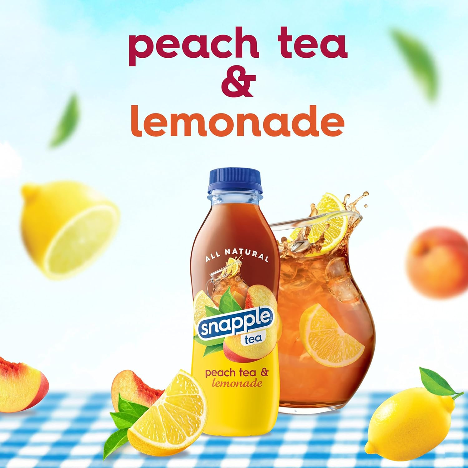 Snapple Peach Tea Lemonade, 16 Fl Oz, Pack of 12