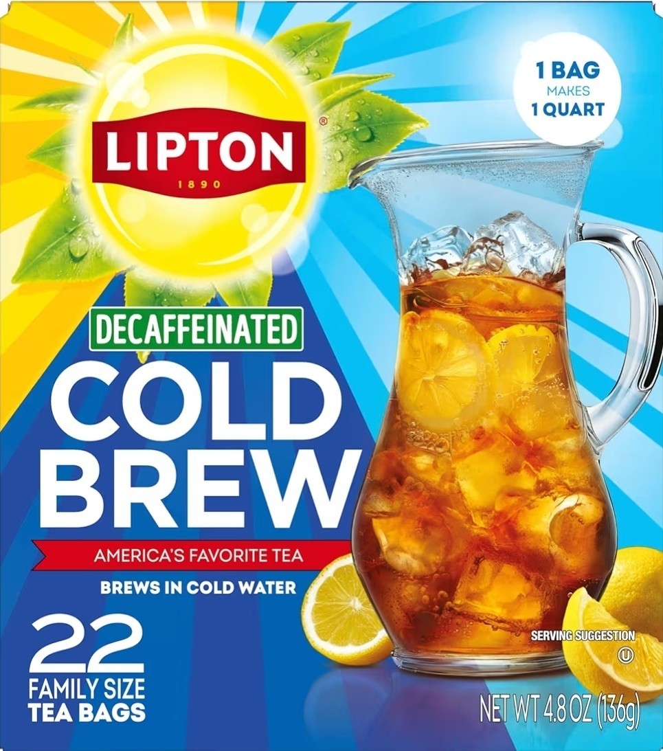 Lipton Decaf Cold Brew Iced Tea Bags, Family Size Zero Calories, No Boiling