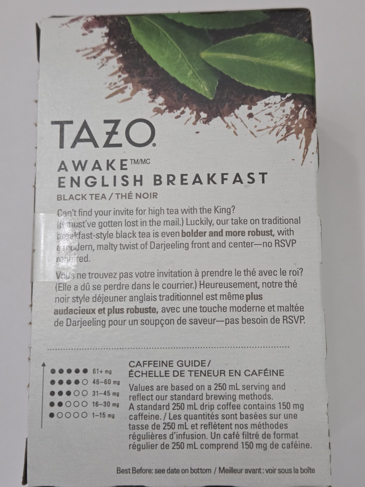 Tazo Awake English Breakfast Black Tea Bags Organic / 6 Boxes of 20 each
