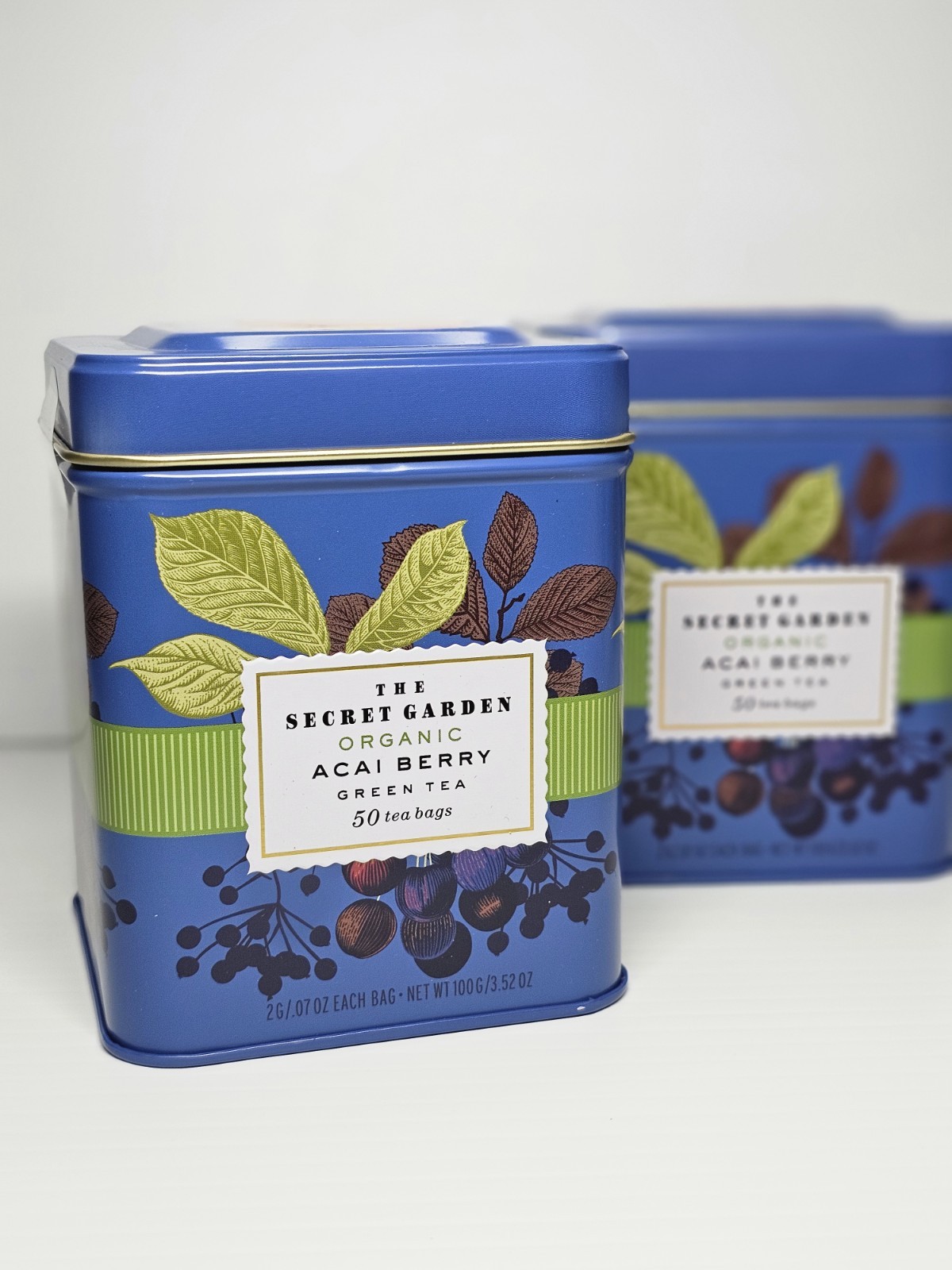 THE SECRET GARDEN 🫖 AÇAÍ BERRY ORGANIC GREEN TEA 100 tea bags (2 tins) EX 10/28
