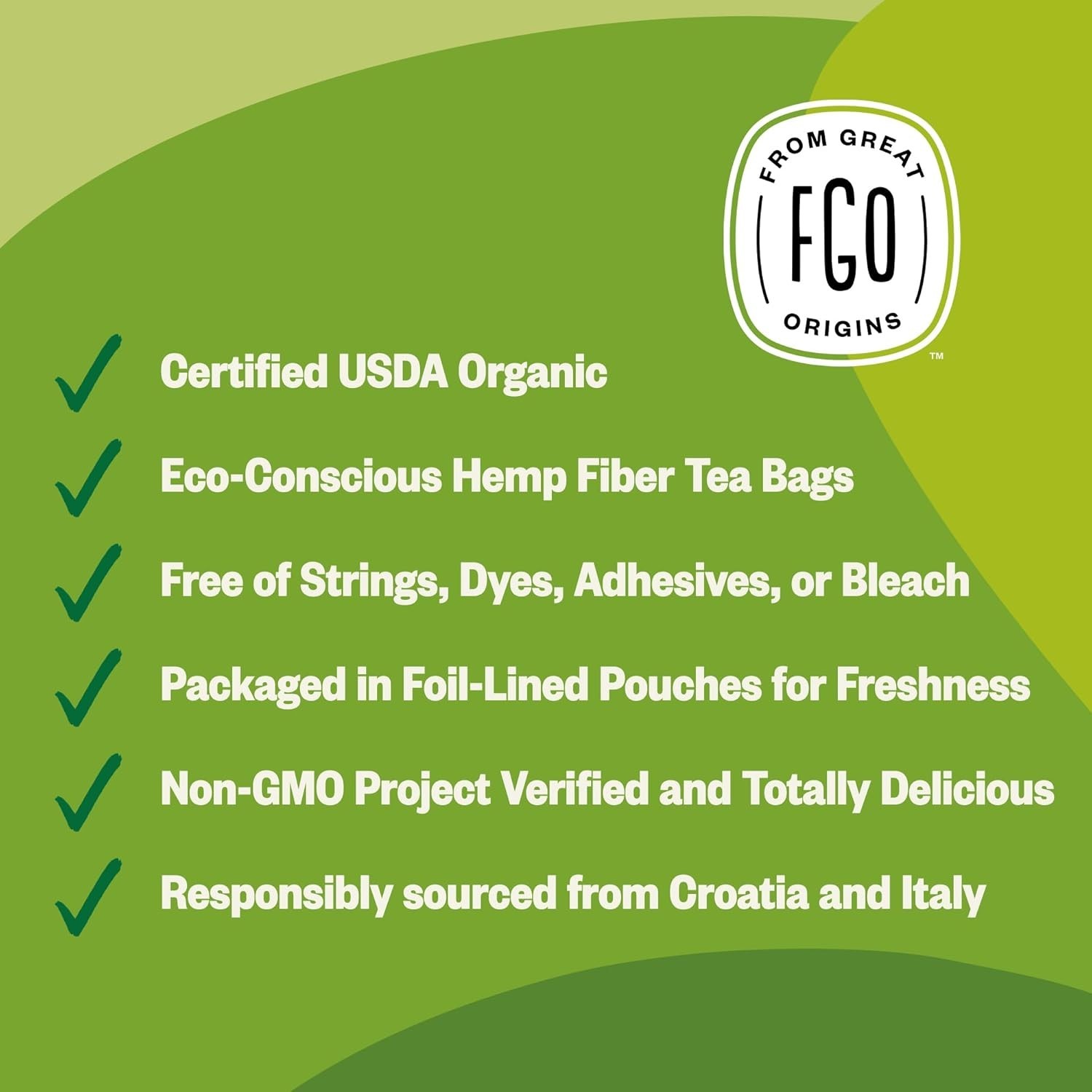 FGO Organic Lemon Balm Tea Bags – 100 Count, Eco-Friendly-5 Layer Resealable Bag
