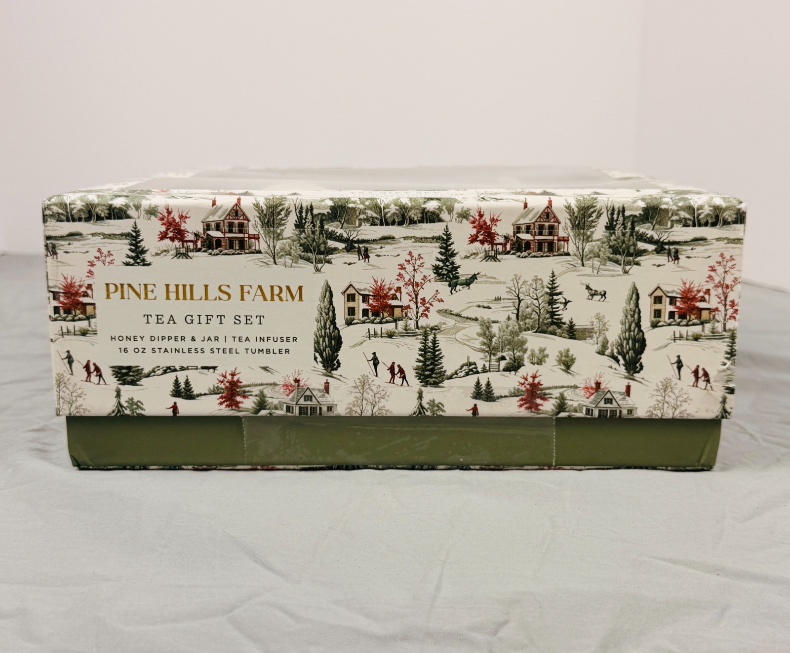 Pine Hills Farm Tea Gift Set w/Infuser, Honey Dipper & Jar, & 16oz Tumbler – NEW