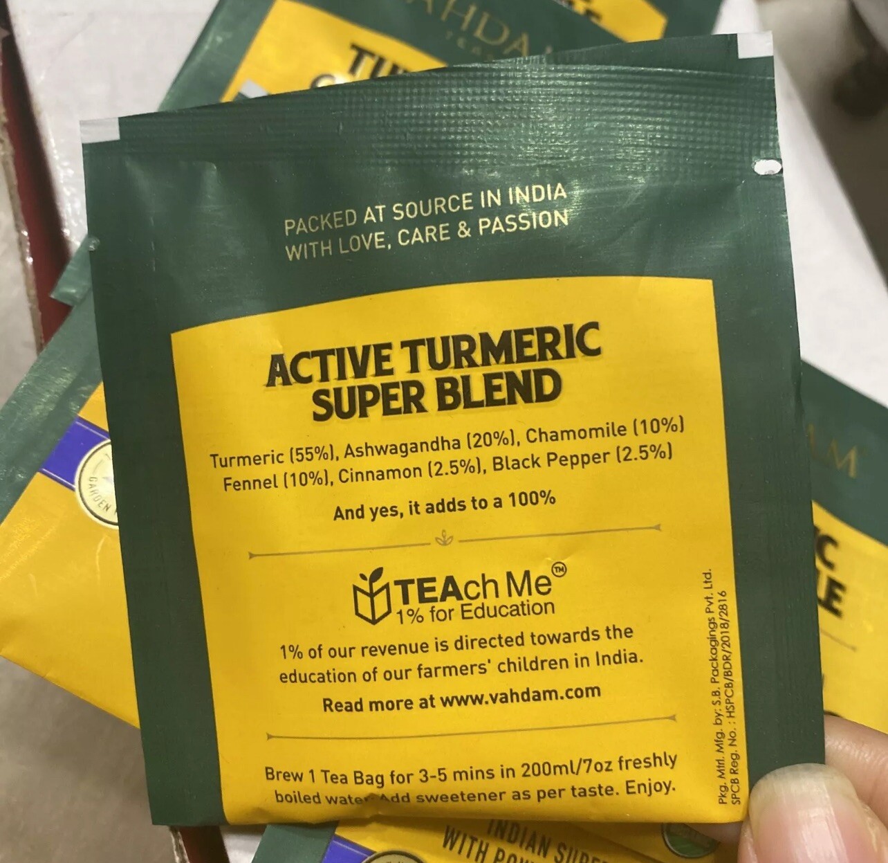 Vahdam Teas Tea Herbal Chamomile Bag 1.06 Oz (Pack Of 6) Caffeine Free