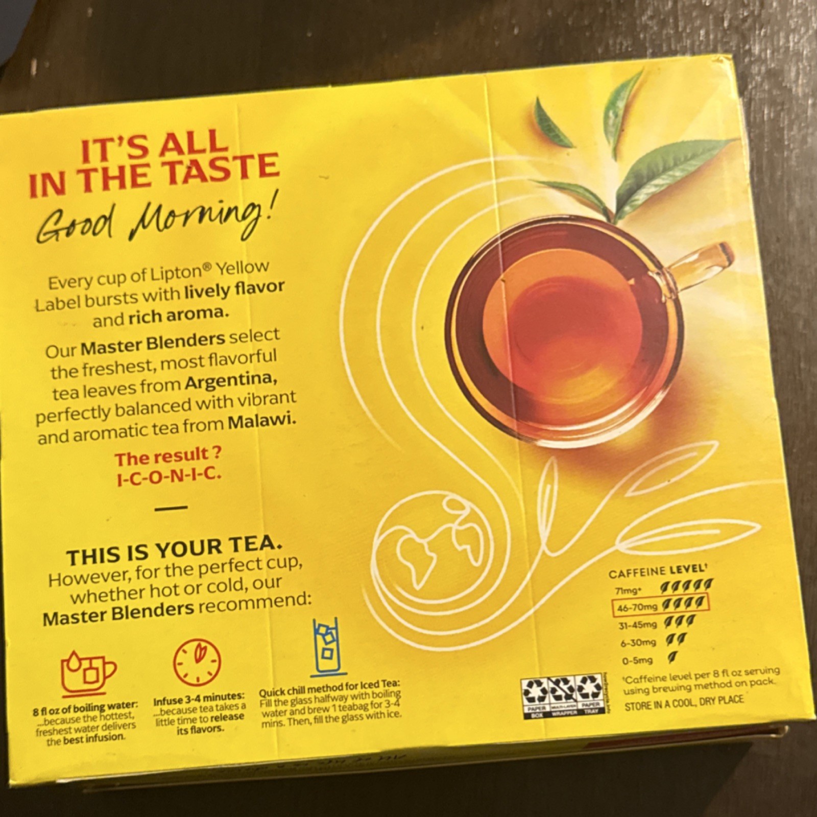 Lipton Yellow Label Black Tea Bagged Tea & Infusion 100 Bags 226g Kosher Pantry
