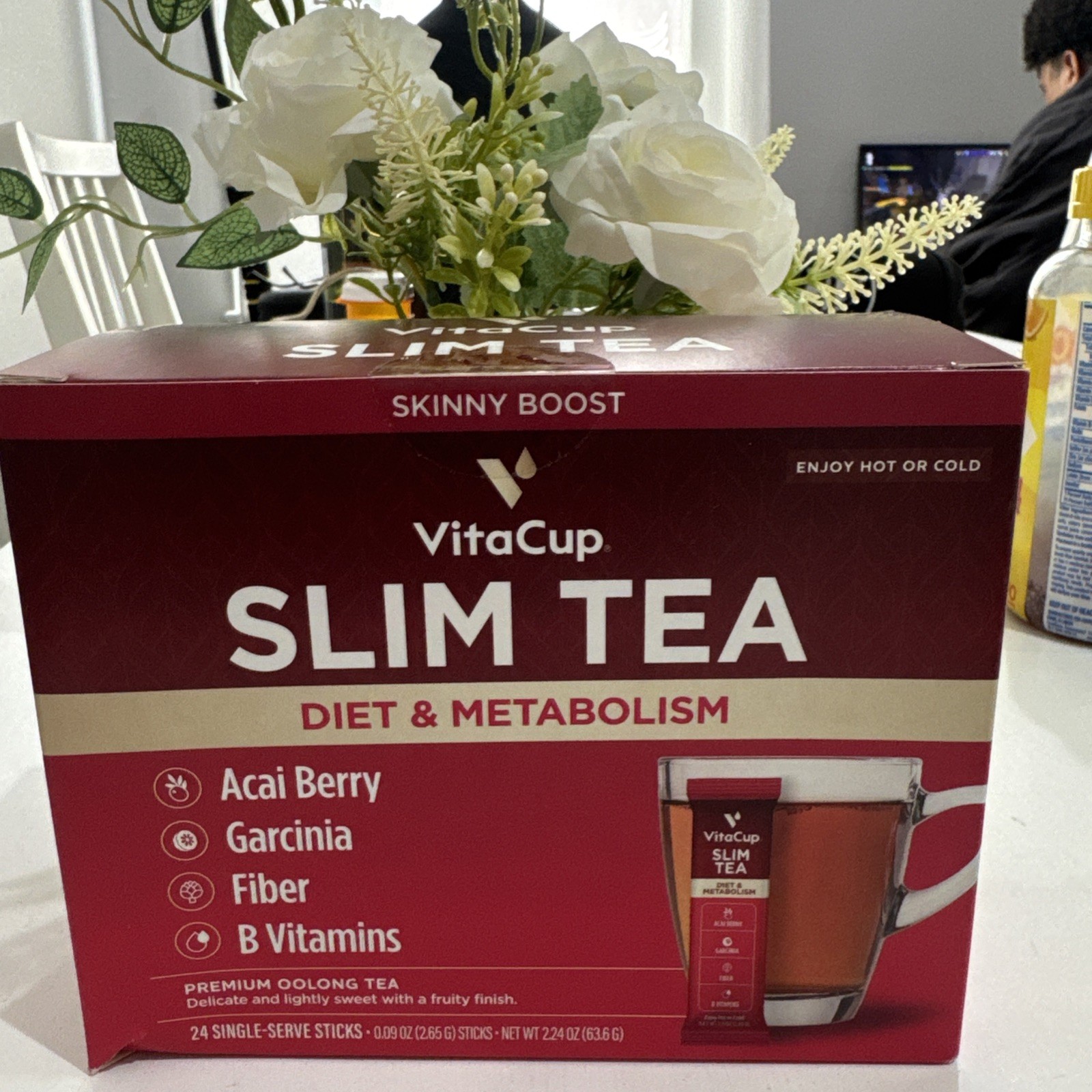 Slim Instant Tea, Premium Oolong Tea, 24 Single Sticks Acai Berry,vitamins B