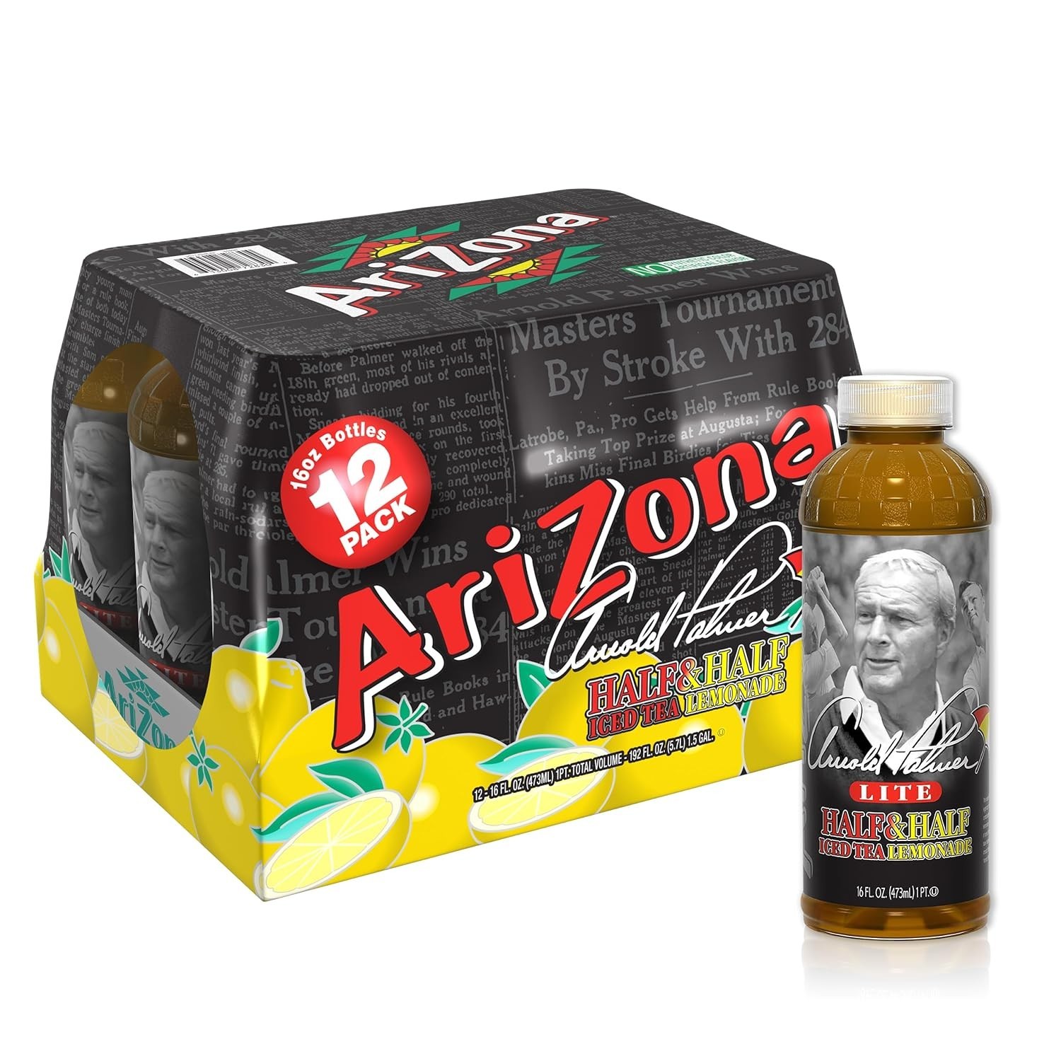 Natural Arnold Palmer Tea – 16oz Bottles, 12-Count, Low Calorie Refreshment