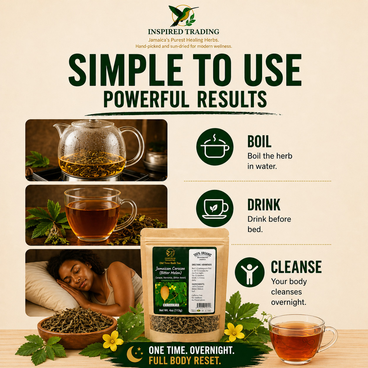 Jamaican Cerasee Tea Organic Bitter Melon Loose Leaf Herbal Available in US & CA