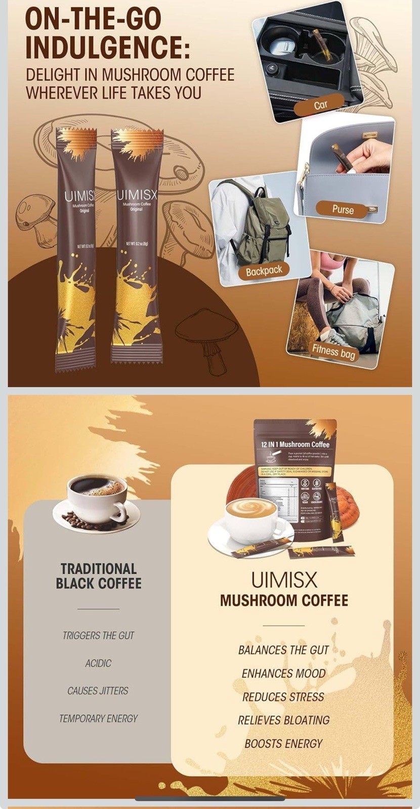 Mushroom Coffee with Lion’s Mane & Ashwagandha – Organic Adaptogenic